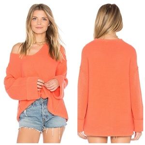 Free People | La Brea V Neck Sweater in Coral